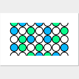 Abstract circle pattern grid with blue and green colours - illustration Posters and Art